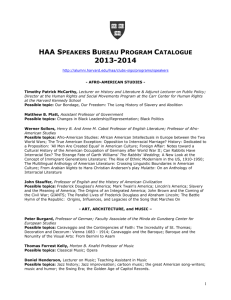 HAA Speakers Bureau Program Catalogue 2013