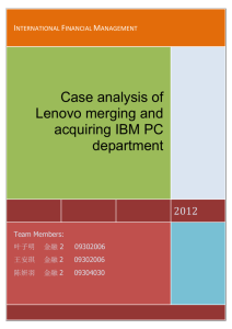 Case analysis of Lenovo merging and acquiring IBM PC department
