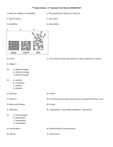 7th Grade Science – 1st Semester Final Review ANSWER KEY 1