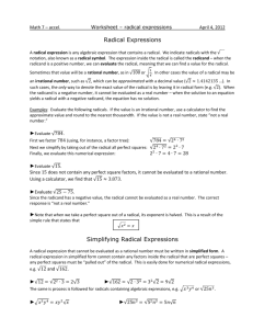 WS - Radical Expressions