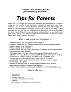 Tips for Parents on Post Secondary School