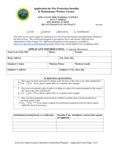 Application for Fire Protection Installer & Maintenance Worker License