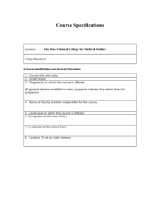 Course Specifications - Ibn Sina National College