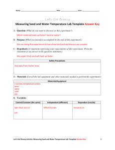 Measuring Sand and Water Temperature Lab Template Answer Key