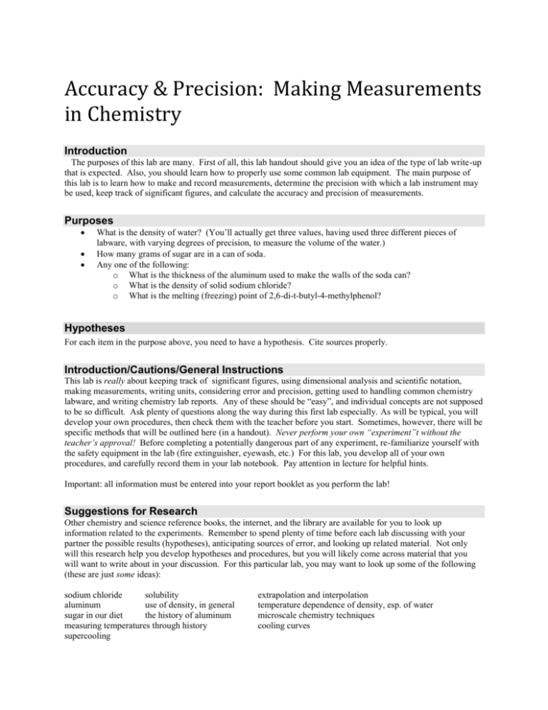 Accuracy And Precision Lab Chemistry Answers