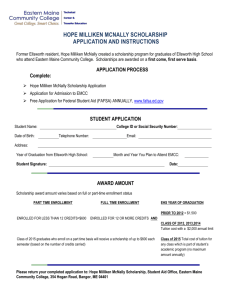 Hope Milliken McNally Scholarship Application