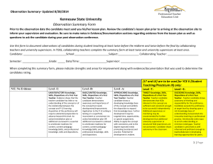 Observation Summary Form - Bagwell College of Education at