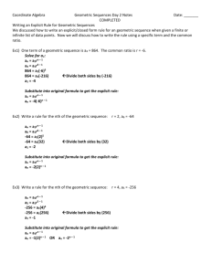 Coordinate Algebra Geometric Sequences Day 2 Notes Date