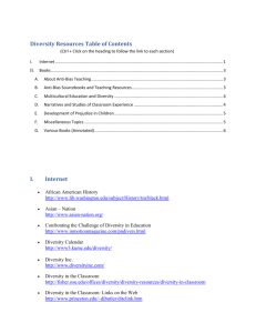 Diversity Resources Table of Contents