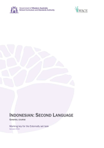 Indonesian: Second Language - WACE 2015 2016