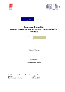 Campaign Evaluation National Bowel Cancer Screening Program