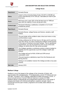 Job description - Wadham College