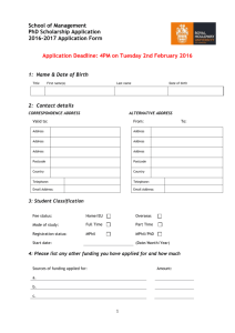PhD Scholarship Application Form