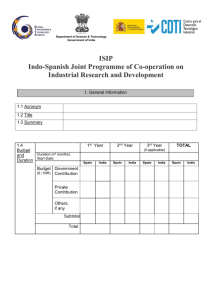 India-Spain Programme of Co-operation on Industrial R&D 2014