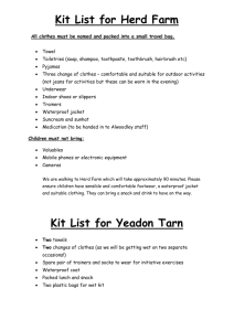 Kit List for Herd Farm