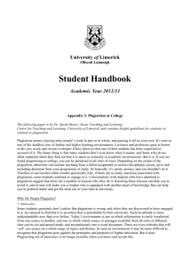 Student Handbook advise on plagiarism