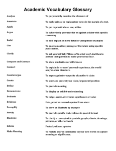 Academic Vocabulary Glossary