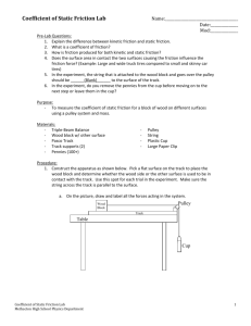 Purpose: To measure the coefficient of static friction for a block of