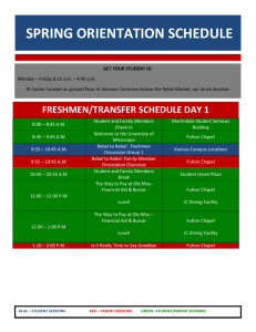 freshmen/transfer schedule day 1 - Orientation