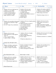 Physical Sciences Lesson Plans for week of: K