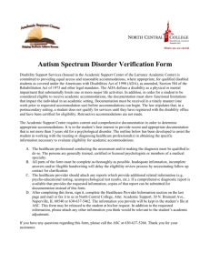 Autism Spectrum Disorder Verification Form