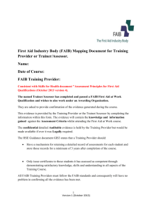 FAIB Mapping Documents for Training Organisations