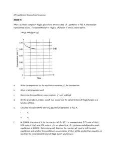 AP Equilibrium Review Free Response 2003B #1 After a 1.0 mole