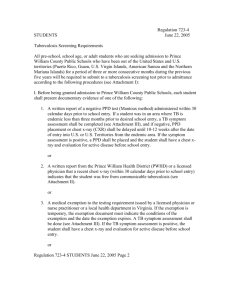Regulation 723-4 STUDENTS June 22, 2005 Tuberculosis