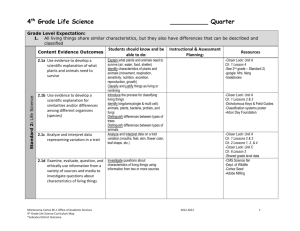 4th Gr Life Science Template completed - Montezuma