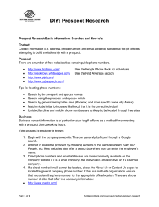 Prospect Research Basic Information: Searches and How to`s