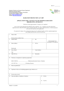 application for a licence to use ionising radiation