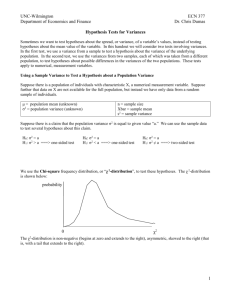 Hypothesis Tests for Variances -- The Chi