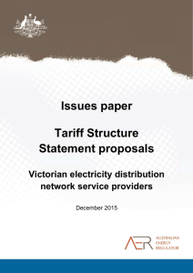 Issues paper Tariff structure statement proposals