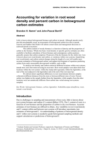 Accounting for variation in root wood density and percent carbon in