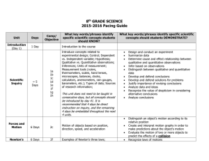 8 th GRADE SCIENCE 2015-2016 Pacing Guide