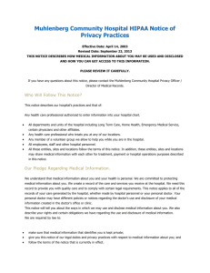 Muhlenberg Community Hospital HIPAA Notice of Privacy Practices