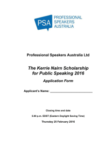 Application Form - Professional Speakers Australia