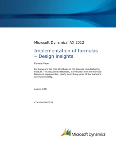 Implementation of formulas * Design insights