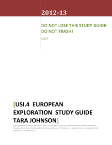 USI.4 European Exploration Study Guide Tara Johnson