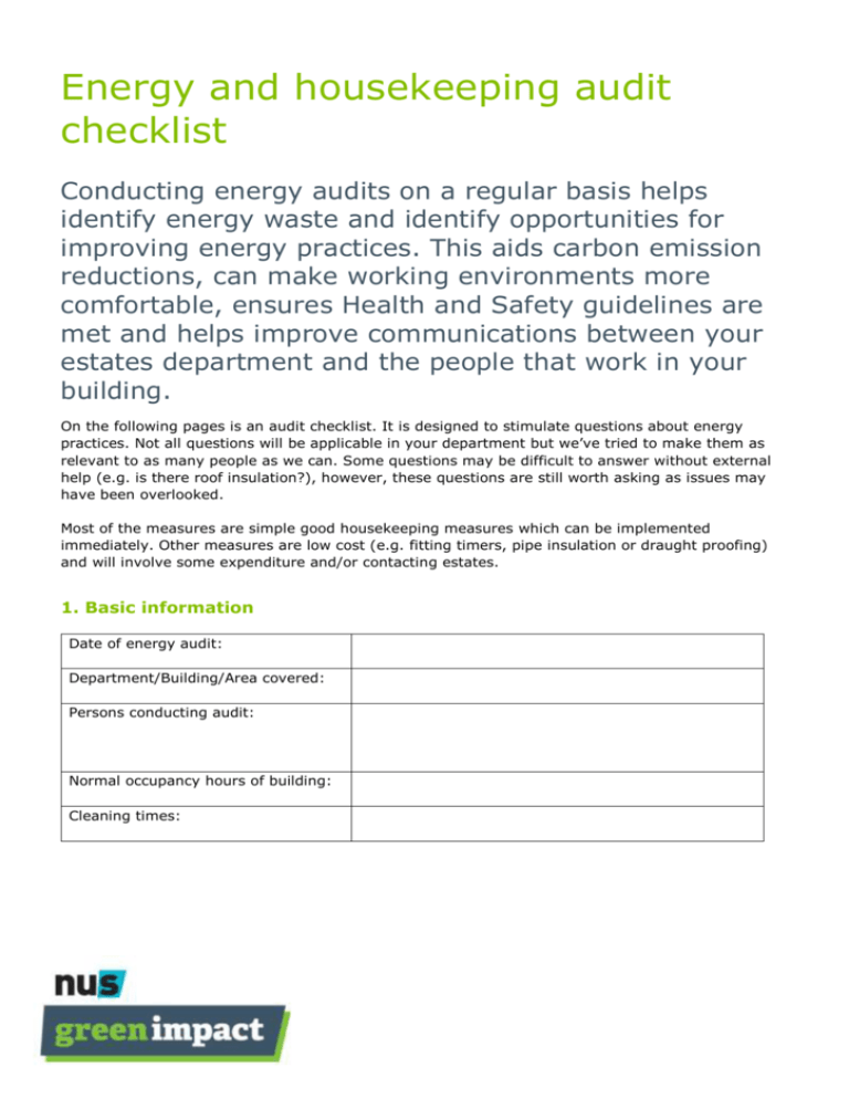 Energy Audit Checklist