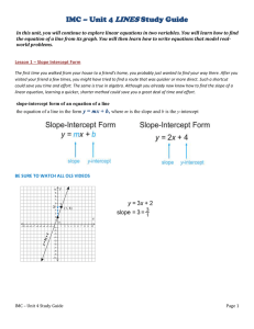 Lesson 8: CORE FOCUS – Linear Models - Mrs. Volpe