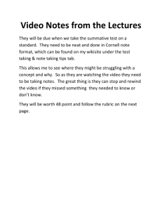 Video Notes from the Lectures