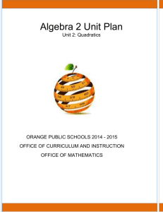 Algebra 2 Unit Plan - Orange Public Schools