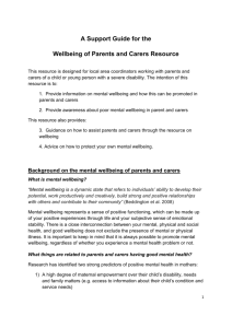 A Support Guide for the Wellbeing of Parents and Carers