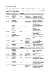 Supplementary Table 1: Gene Ontology (GO) analysis of miRNA
