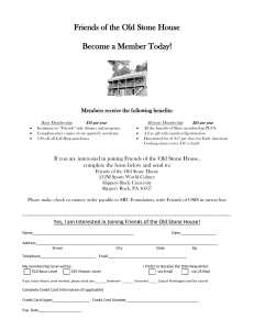 Friends of the Old Stone House Application