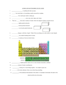 ATOMS AND MATTER BRIEF STUDY GUIDE