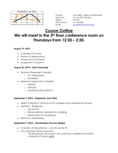 Course Outline We will meet in the 5 th floor conference room on