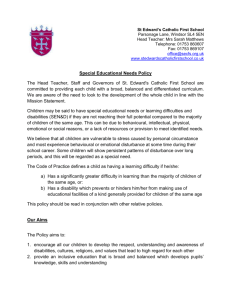 Special Needs Policy - St Edward`s Catholic First School
