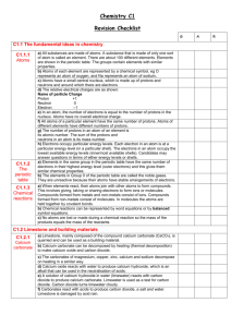 Chemistry C1 Revision Checklist